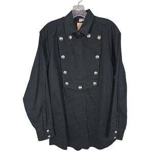 Wah Maker Bib Front Shirt Mens Small Faded Black Button Cowboy Western Frontier